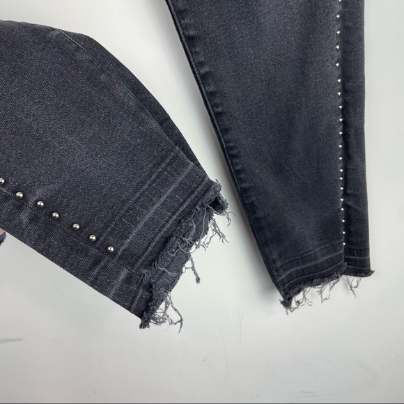 DL1961 Chrissy Ultra High Rise Skinny Black Denim Jeans Stud Embellished Sz 29 - Picture 6 of 11